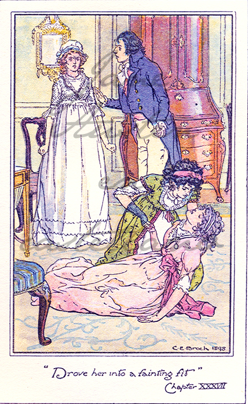 "Drove her into a fainting fit", ilustración de Charles E. Brock